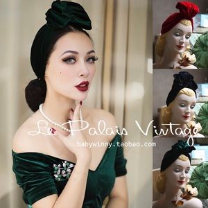 Le Palais Vintage Red Velvet Turban Headpiece